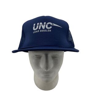 Vintage San Sun Hat Mens OSFA Snapback Navy Blue UNC Lear Siegler Trucker Cap
